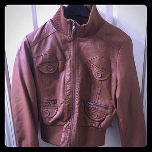 Brown Faux Leather Jacket.